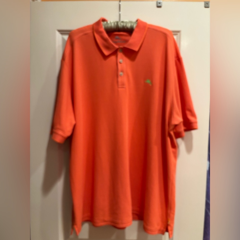 Tommy Bahama Polo Shirt Men’s 2XL Orange Short Sleeve Casual Golf Shirt